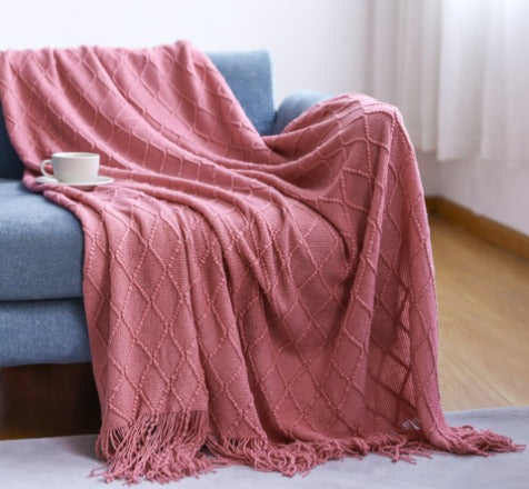 MOLLY- Tunn filt med fransar och mönster